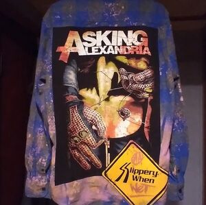 upcycled bleached flannel shirt w/ vintage ASKING ALEXANDRIA back patch